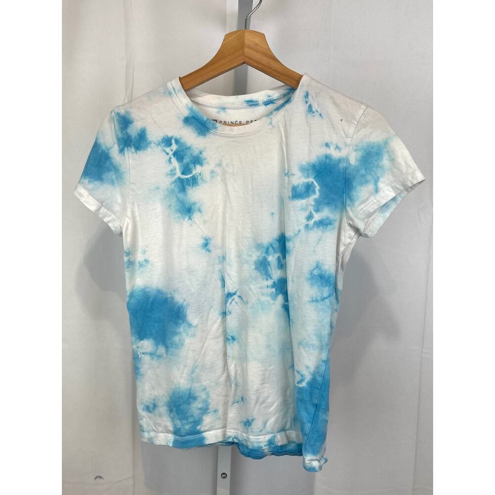 PRINCE PETER Size XS Collection Tie Dye Cotton T Shirt Short Sleeve Blue White